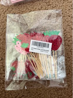 30pcs sweet one strawberry cupcake toppers