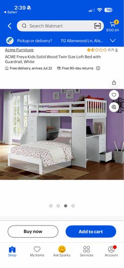 Twin Loft Bed with Twin Lower Bed, Desk, Stairs & Storage – Solid Wood