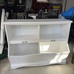 White Storage Shelf with Bin