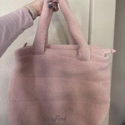 PINK fuzzy tote
