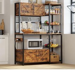 Bakers Rack With Cabinet Storage 