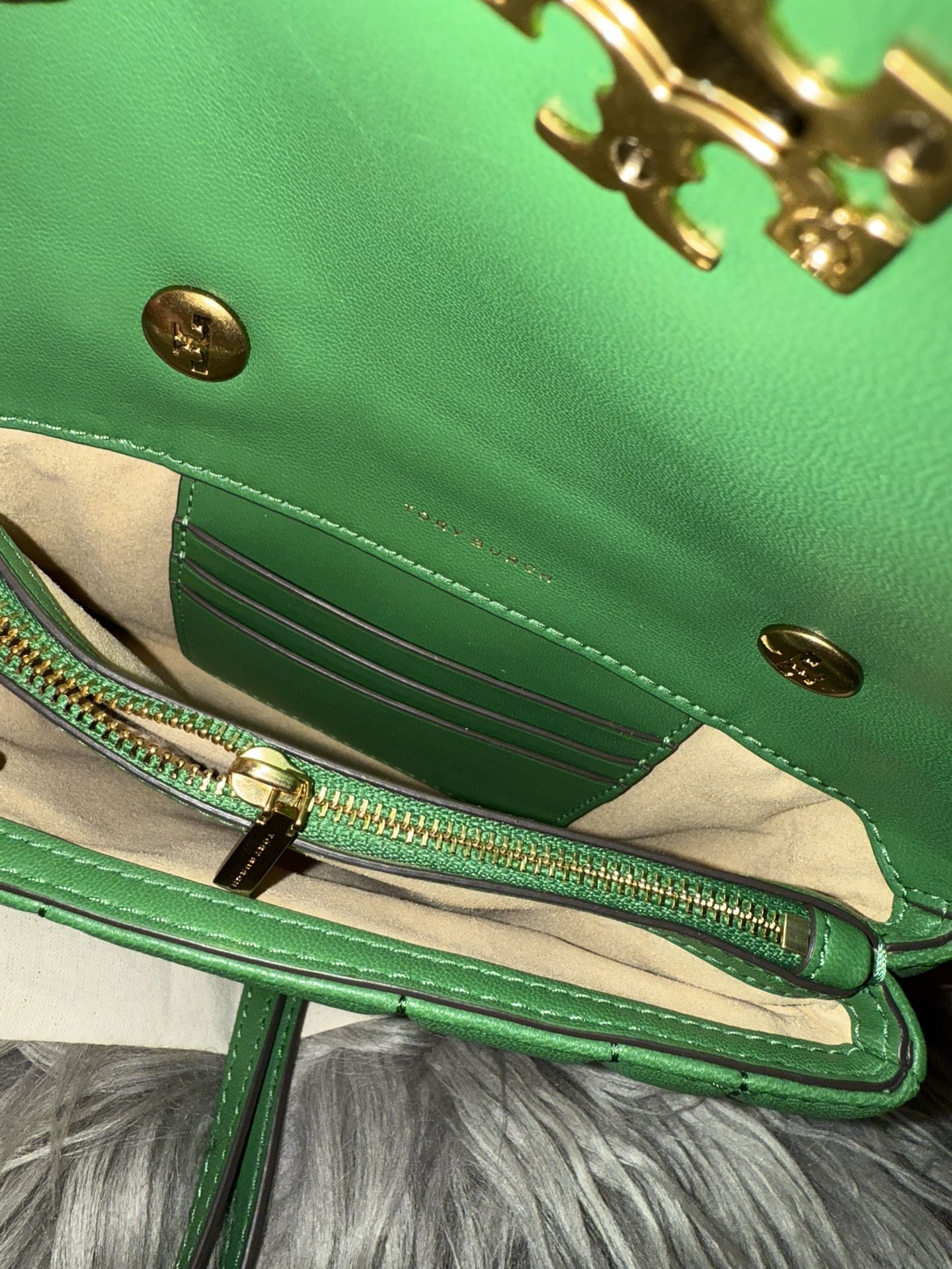 Tory Burch Mini Kira Top Handle Bag Basil color Like new