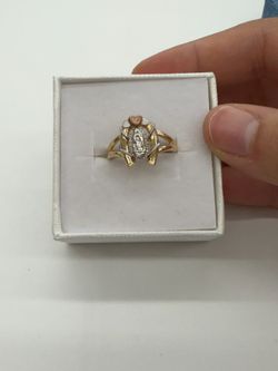 10KT Real Gold Virgin Mary Trio Gold Ring