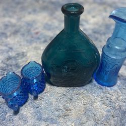 Vintage Blue Glass Bicentennial Lot