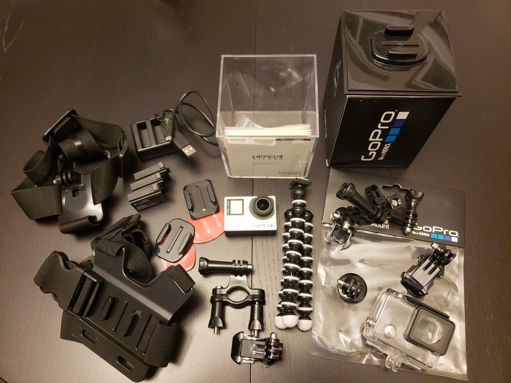 GoPro Hero 4 Silver Touchscreen 4K Camera with extra