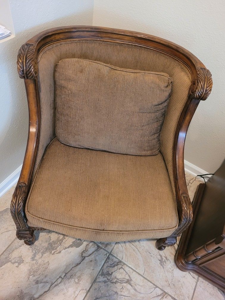 Carved Wooden Vintage Armchair