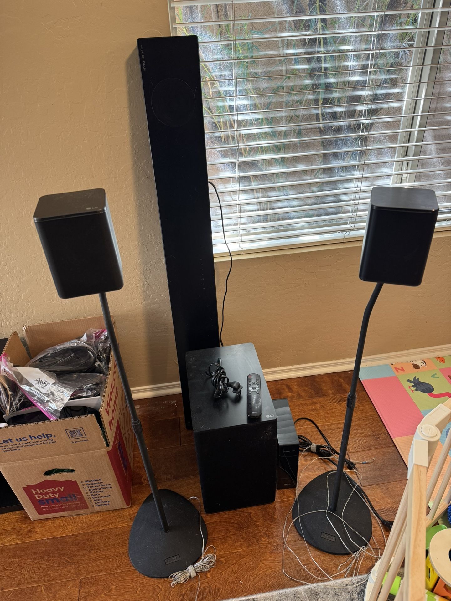 LG Soundbar With Subwoofer And Rear Wireless Speakers & Stands