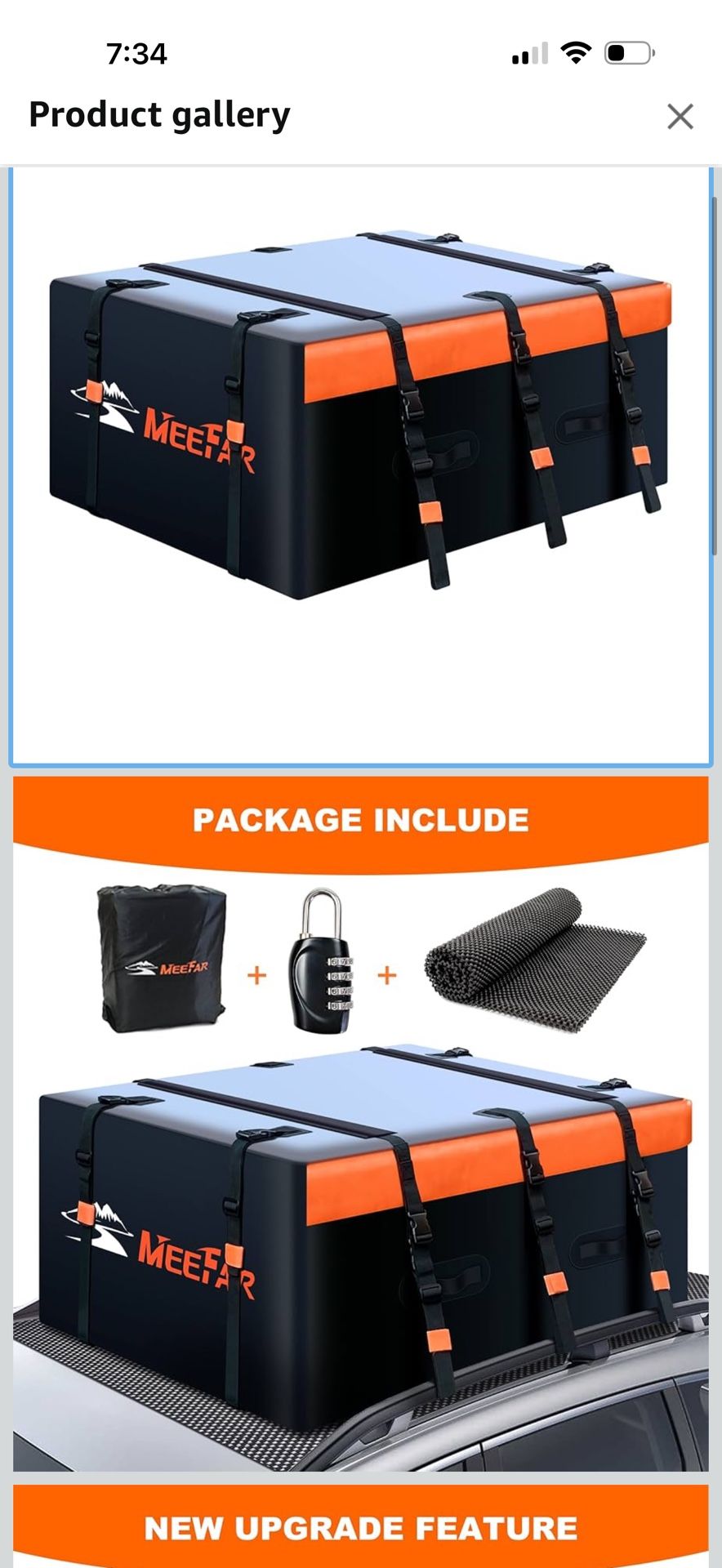 MeeFar Rooftop Cargo Carrier Car Roof Bag 21 Cubic Feet 100% Waterproof Car Top Carrier, Fits All Vehicle with/Without Rack,Include Anti-Slip Mat,10 R