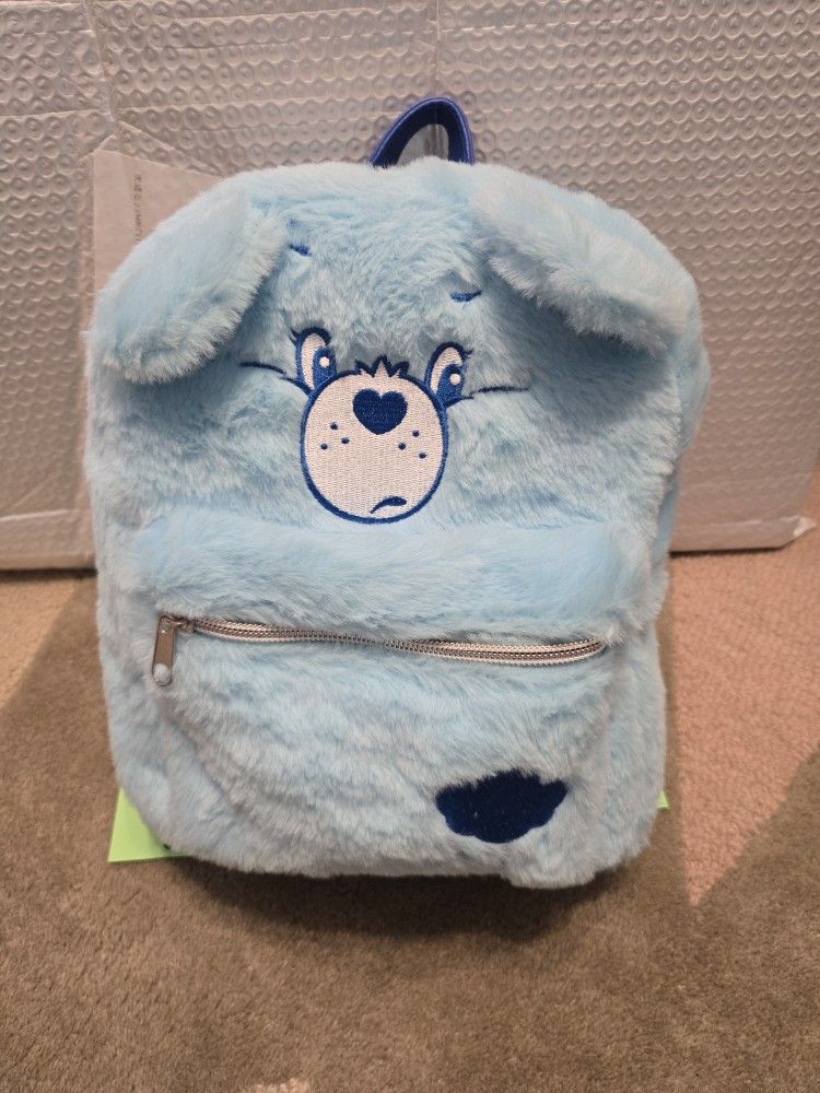 Care Bears Grumpy Backpack Mini Sherpa Soft Fuzzy Adjustable Straps