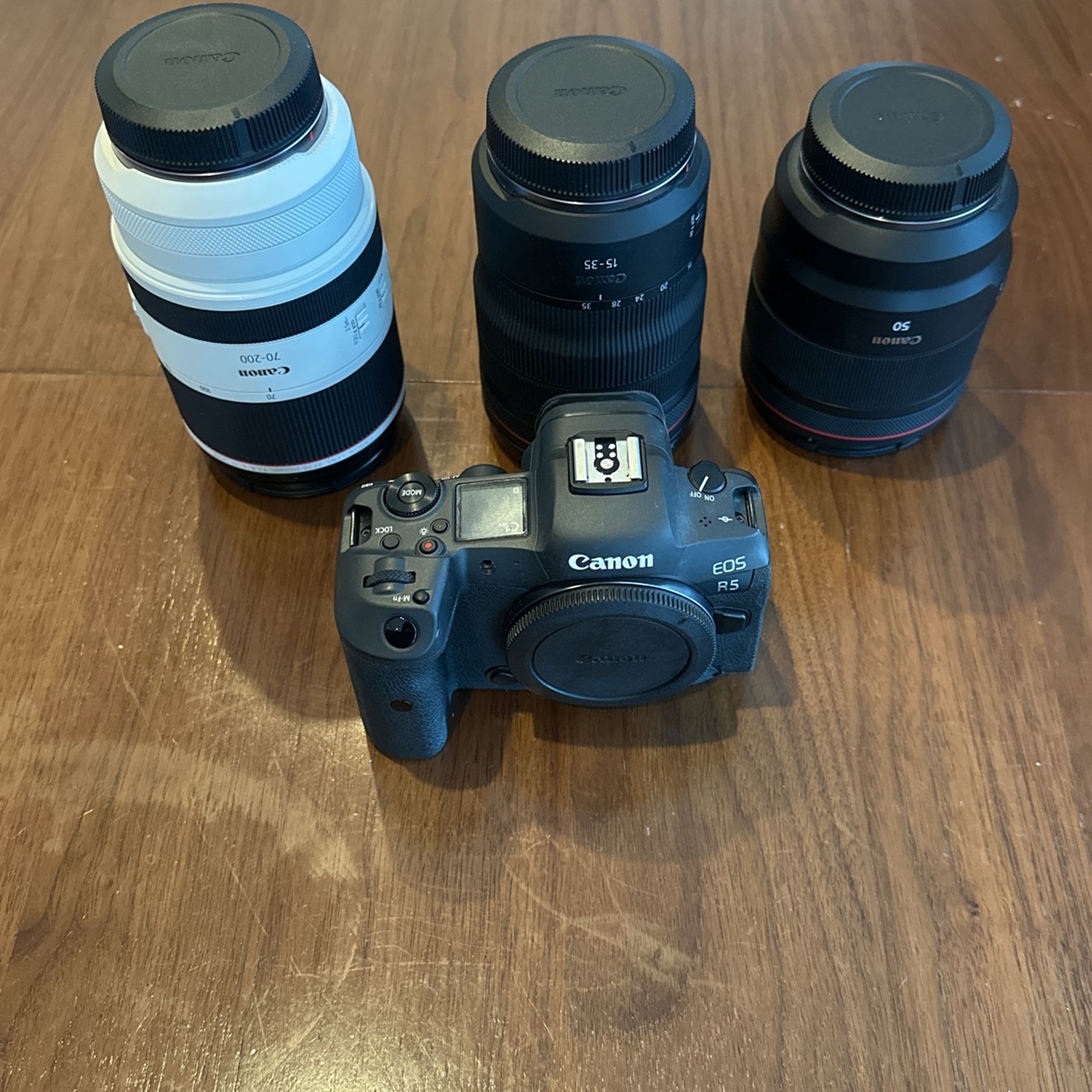 Canon R5 With Lenses (RF 1535 2.8 L, RF 50 1.2 L, RF 70200 2.8 L)