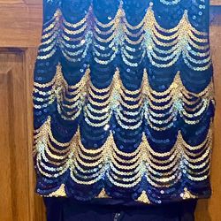 Two Piece Navy, Gold, And Silver Gatsby Dress 