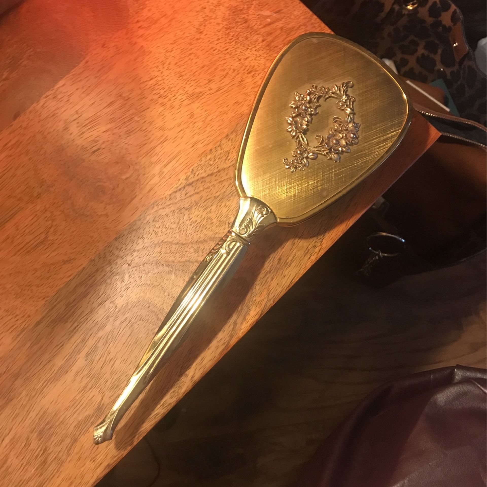 Old Fashion Hairbrush 10 1/2” Long . Gold Finish .