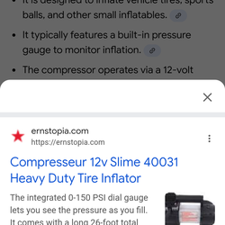Slime 12 v tire compressor