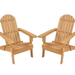 2-piece Wood Folding Adirondack Chair, Brown new