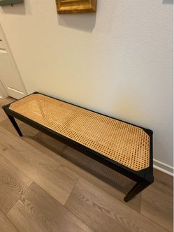 Gorgeous black and wicker bench