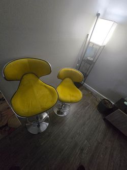 Yellow Swivel Bar Stools Set of 2