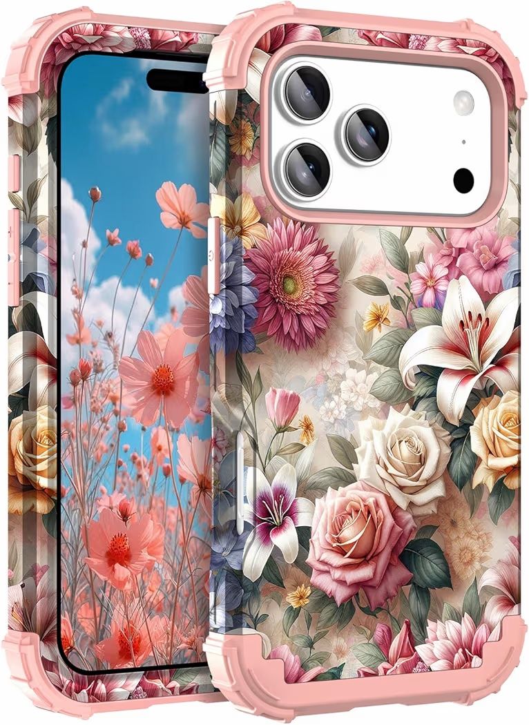 Hocase for iPhone 17 Pro Case 6.3"", Heavy Duty Shockproof Protection Soft Silicone Rubber+Hard Plastic Bumpers Hybrid Protective Case for iPhone 17 P