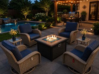 Brand new patio set Fire pit propane