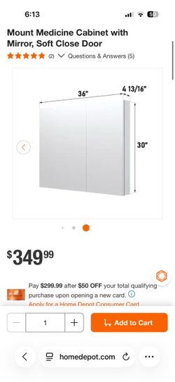 Medicine cabinet 36”x30” wall mount/recessed mount