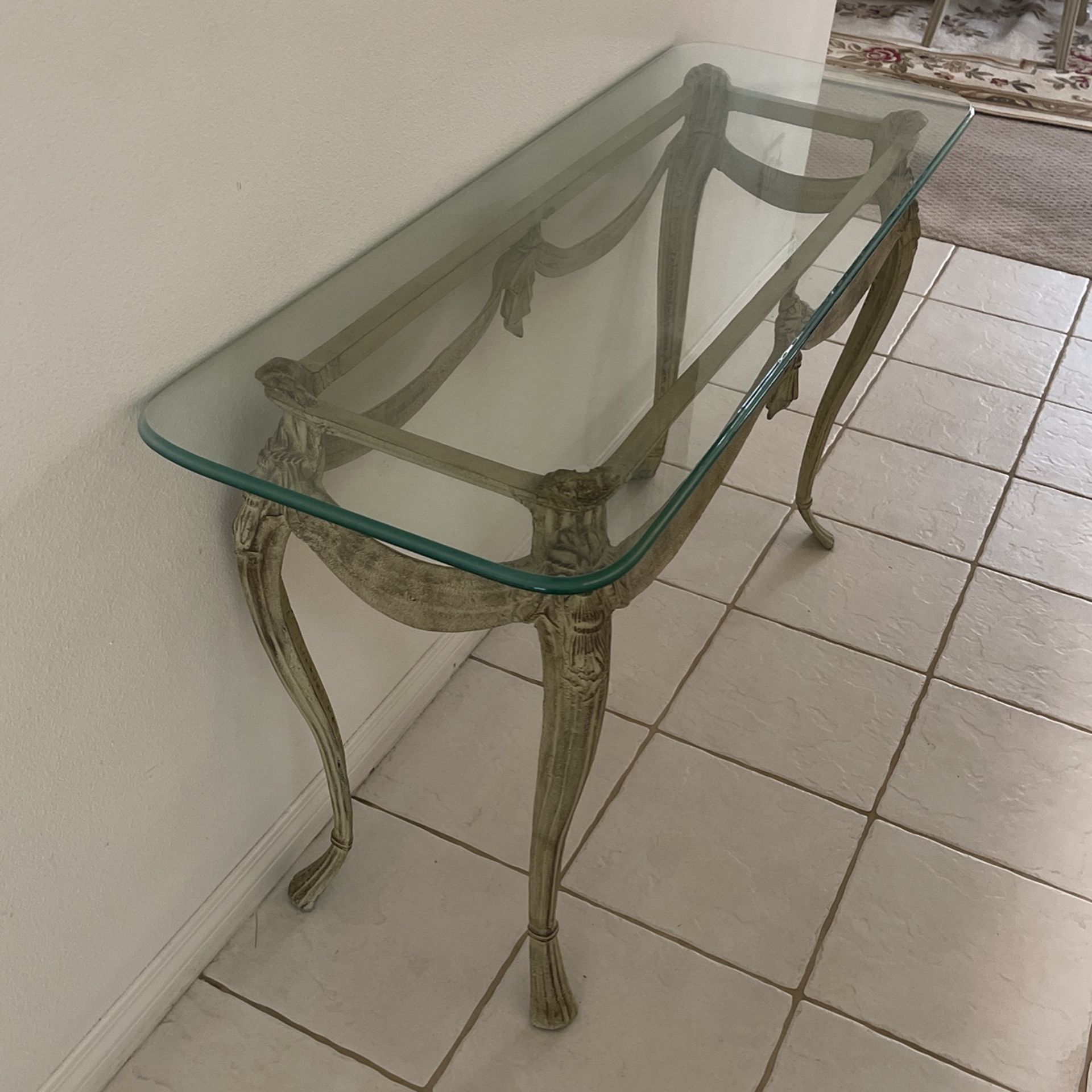 Glass With Metal Framing End Table Enter Table