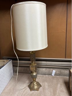 Brass lamp with silk shades
