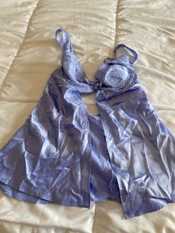 Frederick’s of Hollywood Satin and Lace Slip Dress Open Front - Small