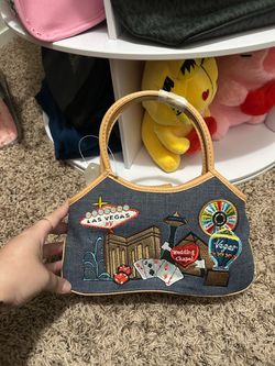 Las Vegas Embroidered Denim Mini Handbag