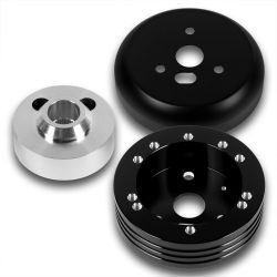 For Buick Flaming River GM Chevy 5 & 6 Hole Steering Wheel Black Hub Adapter Kit -(3-HUB-504-BK