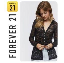 Forever 21 Sheer Floral Lace Shirt - Size M  