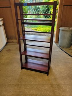 Dark Wood 4-Shelf Folding Bookcase