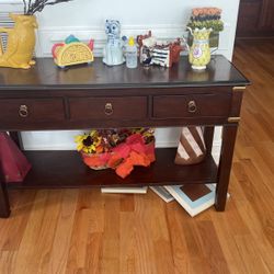 Gorgeous Antique Mahogany Long Side Table 50 In Long 2  1/2 Feet High