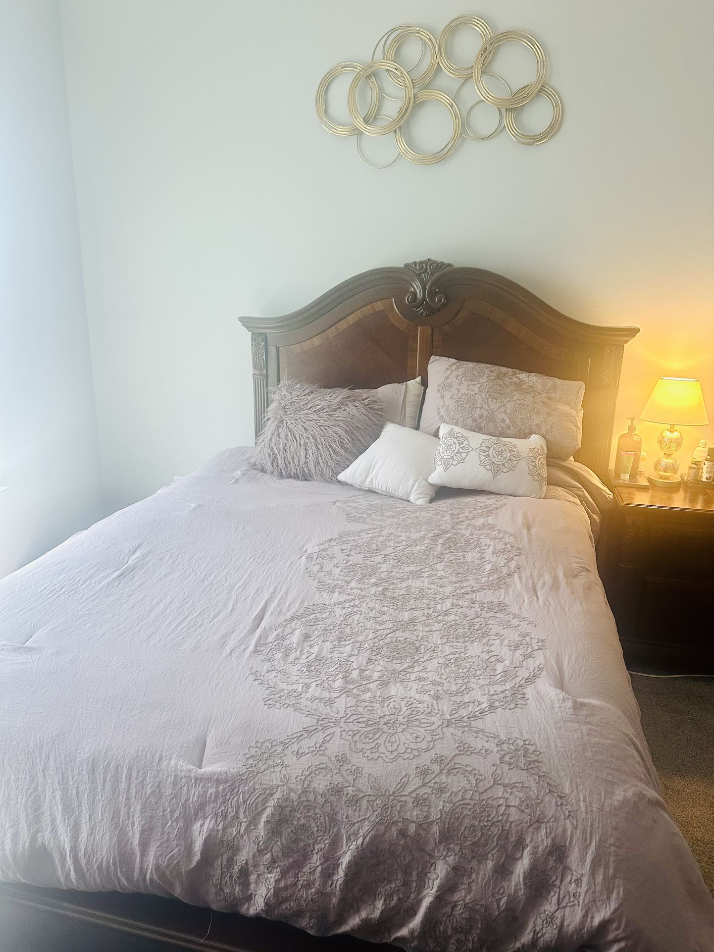 Wooden Bed-frame + box + Mattress -barely Used!