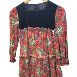 Vintage Carol Evans with JcPenney, Size 10 Girls Black & Red Paisley Dress