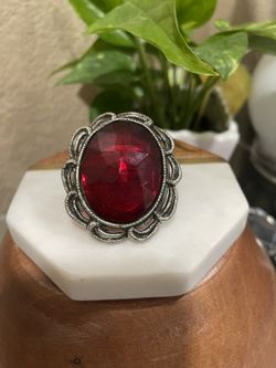 Vintage Red Glass Brooch