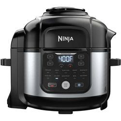 Ninja Instant, 1000-Watt Pressure, Slow, Multi Cooker, and Steamer with 6-Quart Ceramic Coated Pot & Steam Rack (PC101), Si, Black/Silver