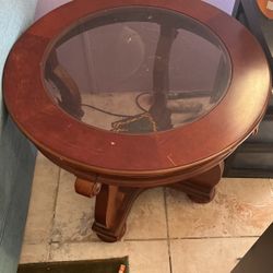 Glass N Real Wood Table
