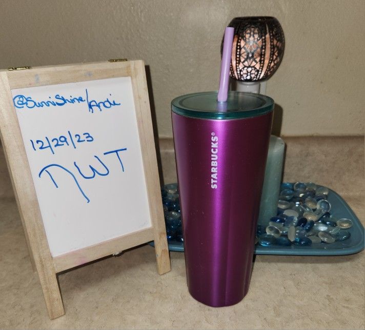 Starbucks Venti 2022 Valentine's Purple 24OZ Stainless Steel Tumbler Fluted, NWT