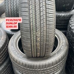 P235/50/18 DUNLOP 98% TREAD LIFE All Four Tires Semi New ❗| Por favor Pregunta Por Disponilildad, PLEASE ASK Me For Availability |❗Set of 4 good used 