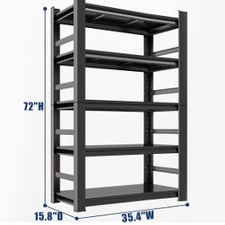 βοΈ 5-Tier 35.4"Wx15.7"Dx72"H Garage Shelving Heavy Duty, Adjustable and Detachable Metal Storage Shelves with Fences, Easy Assembly, Shelves