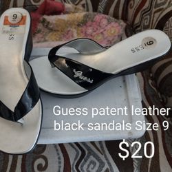 Guess Black Patent Leather Sandals