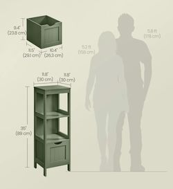 VASAGLE Storage Cabinet Organizer Rack Stand Multifunctional Corner Unit w/ 2 Drawers - Green