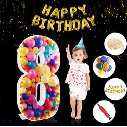 4FT Large Marquee Numbers, Marquee Light Up Numbers, Mosaic Numbers for Balloons, Number 8