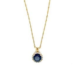 14k/10k Blue Sapphire/Cz Necklace