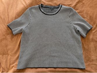 Large women’s Adrianna Papell knitted crop gingham top