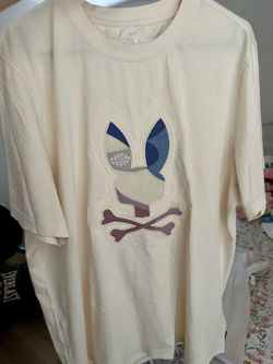 cream psycho bunny t-shirt with logo design
