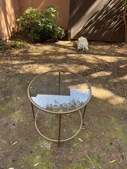 Glass side tables, gold