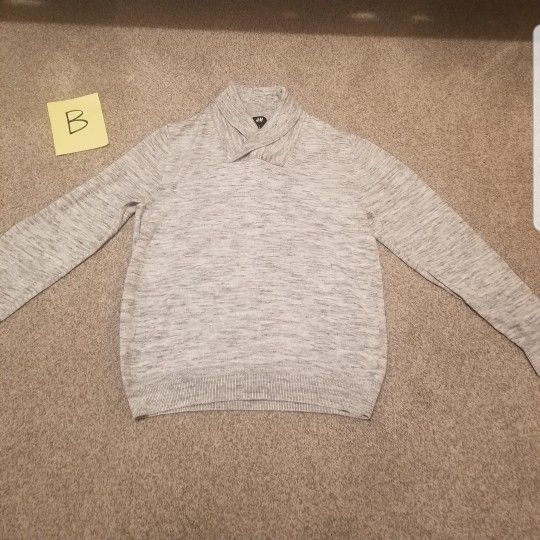 H&M Sweater Shawl Collar Men Size Medium Melange Grey Color Nice Dressy