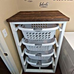 Real Solid Wood Laundry Basket Furniture Piece
