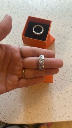 Size 7 baguette diamond and diamond eternity ring