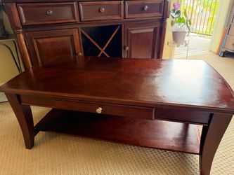 Cherry Wood Coffee Table with Drawer